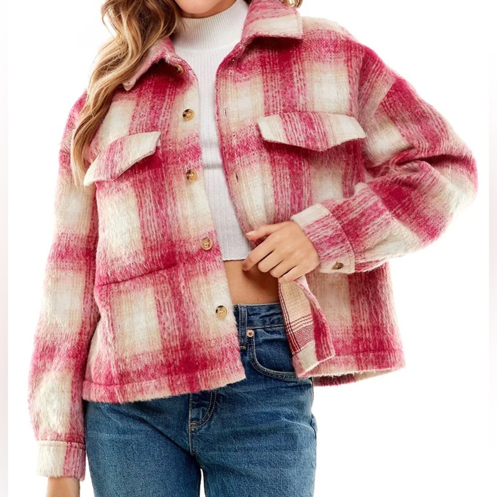 Vici pink plaid shacket